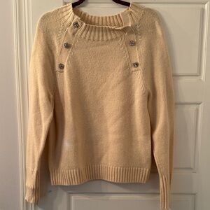 J. Crew Cream Button-Accent Sweater Size Medium